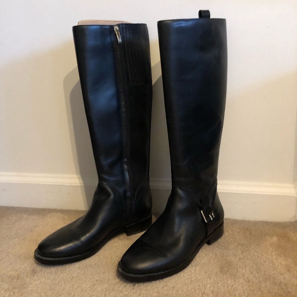 BR black riding boot with block heel